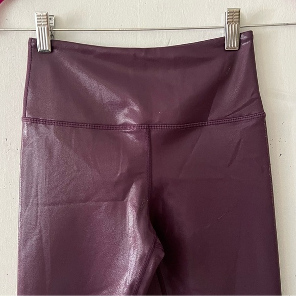 ZYIA Active Plum Metallic Light n Tight High Rise 7/8 Glitter Leggings Size 2 - Picture 2 of 8
